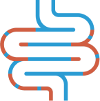 Icon of intestines showing irritation or swelling in certain parts. Please refer to list of full indications.