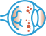 Icon of the eye showing irritation or swelling. Please refer to list of full indications.